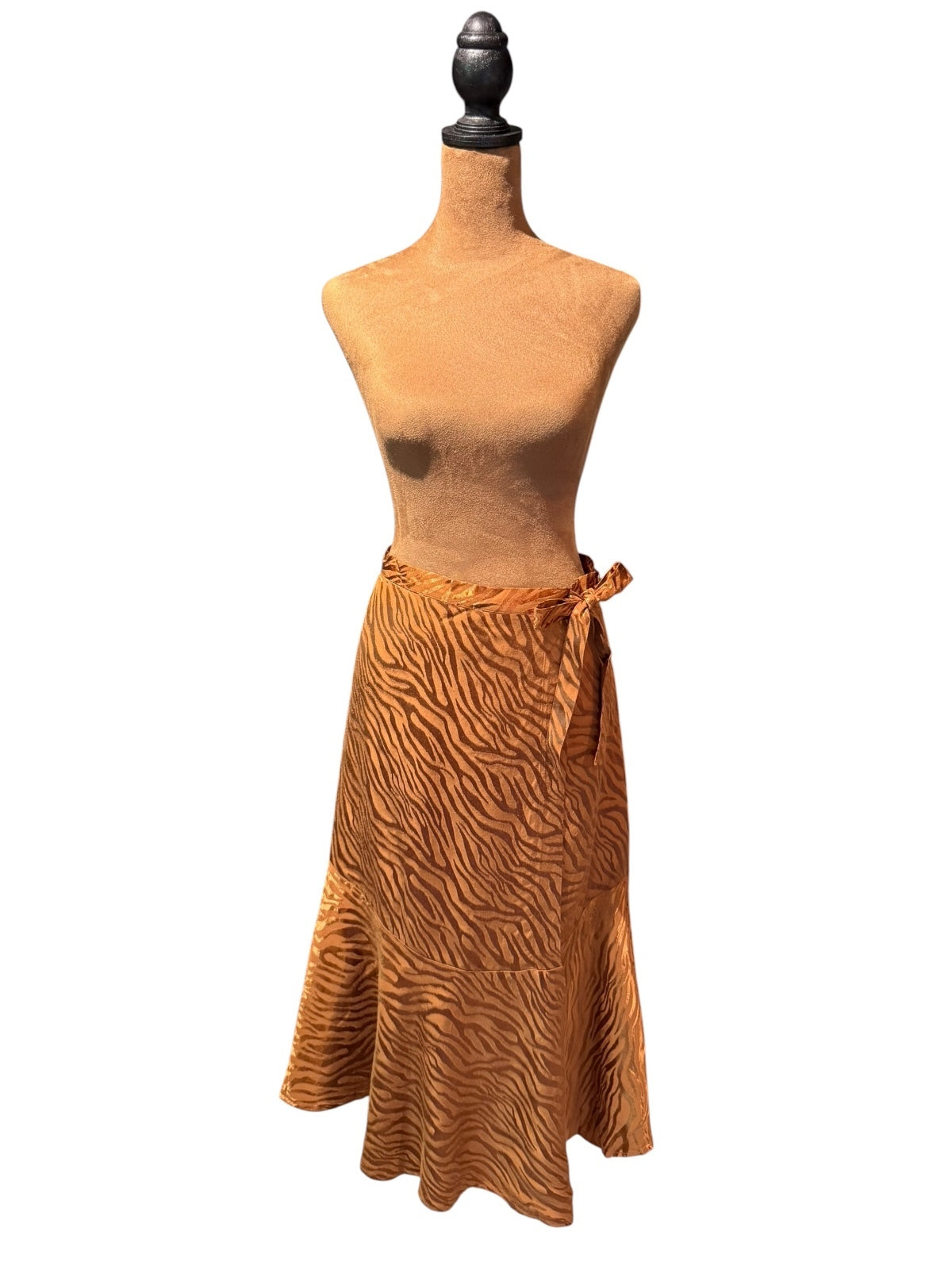 Maeve Brown Animal Print Wrap Skirt with Tie Waist