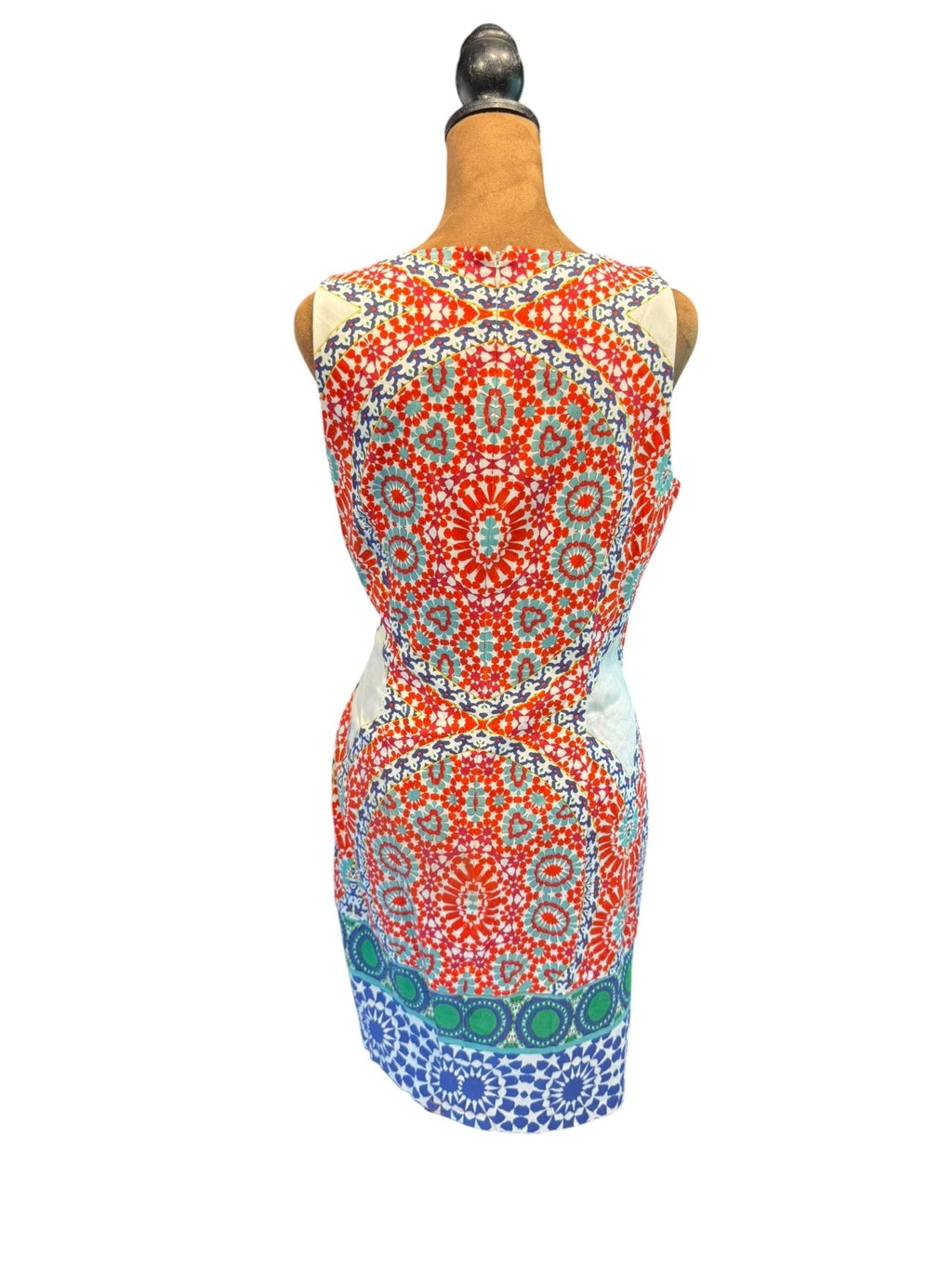 London Times Vibrant Geometric Print Sheath Dress