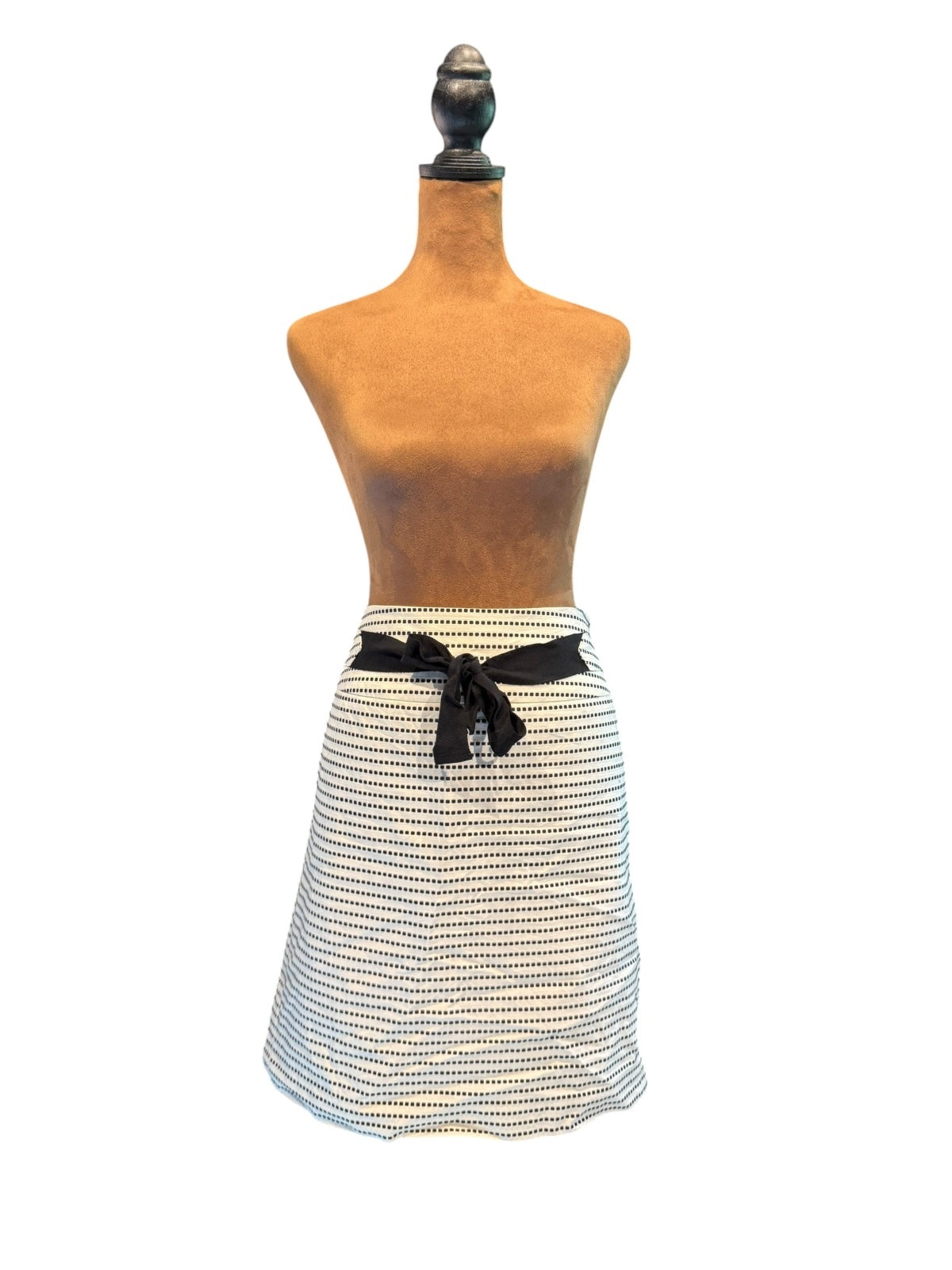 LOFT Women's Black and White Polka Dot Skirt with Bow Tie
