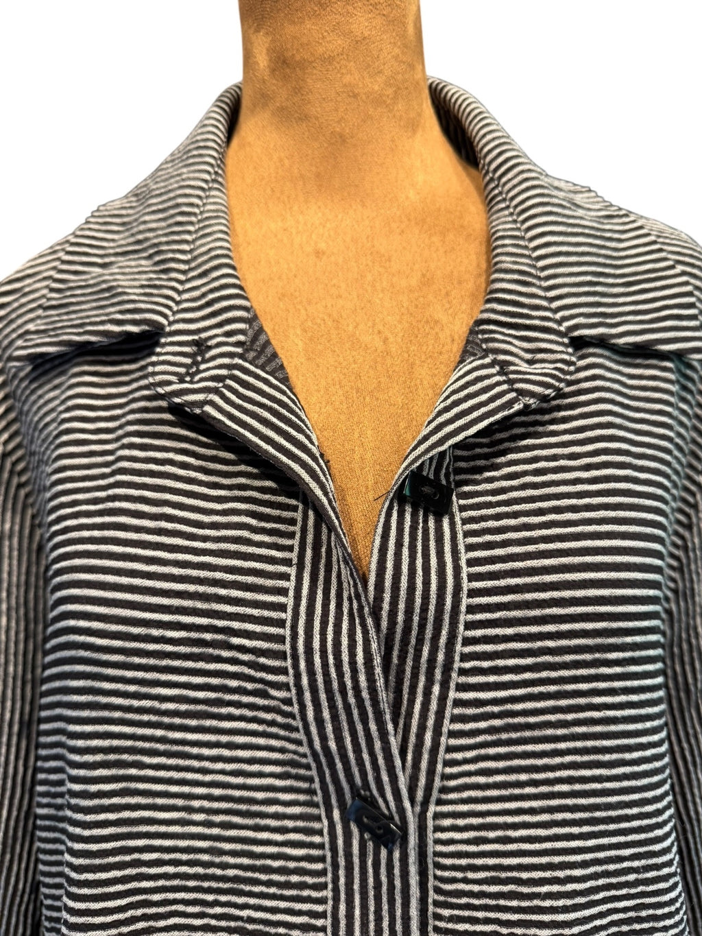Moonlight Black and White Striped Button-Up Tunic Jacket