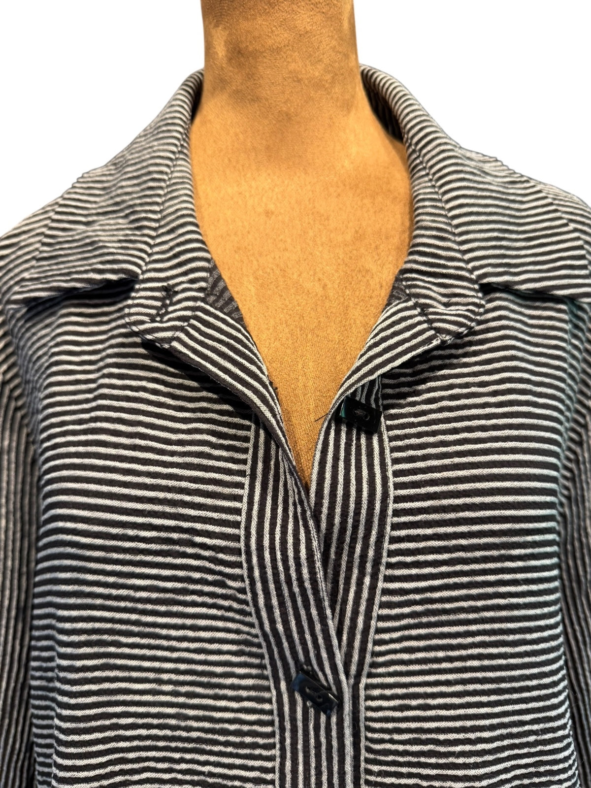 Moonlight Black and White Striped Button-Up Tunic Jacket