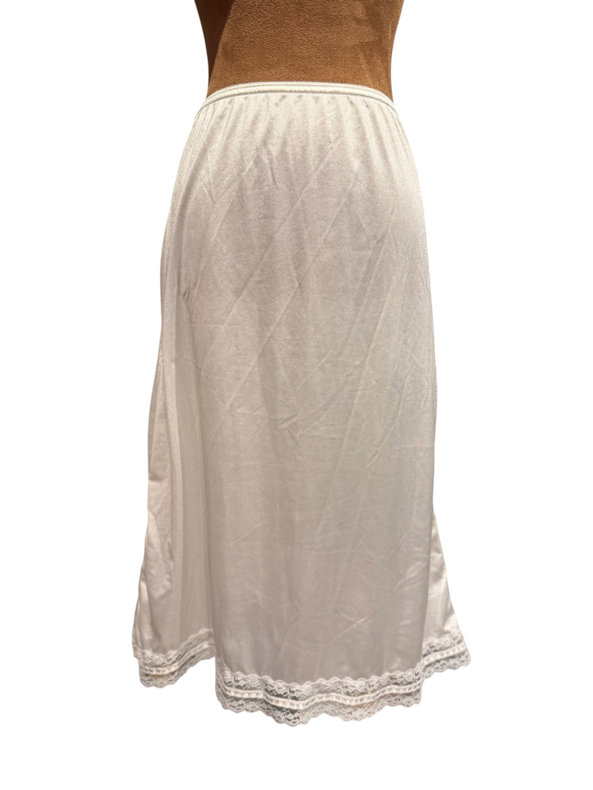 Vintage Mel-Lin White Nylon Half Slip with Lace Trim