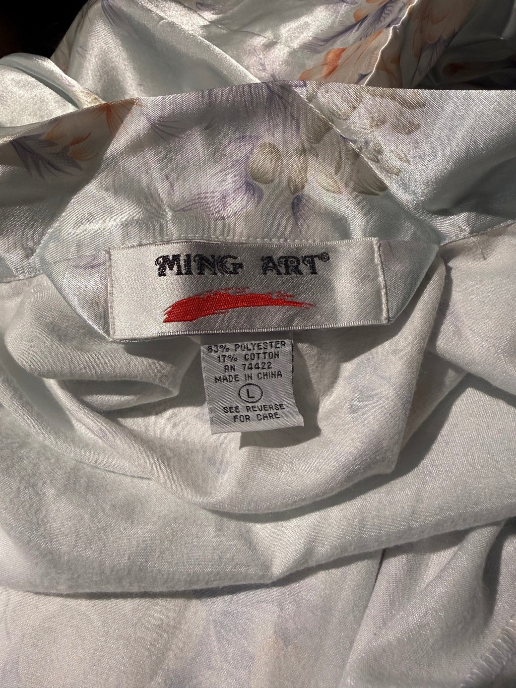 Ming Art Floral Satin Kimono Robe with Belt