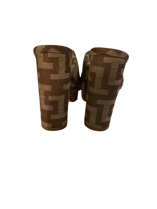 Shoedazzle Brown Patterned High Heel Mules