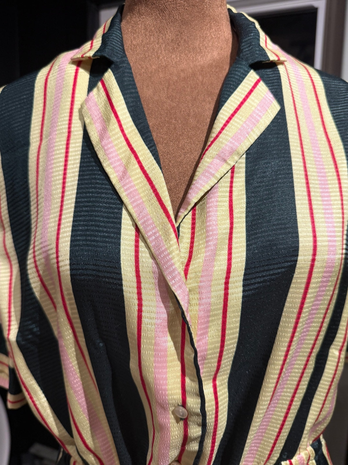Scotch & Soda Striped Button-Down Midi Dress with Drawstring Waist