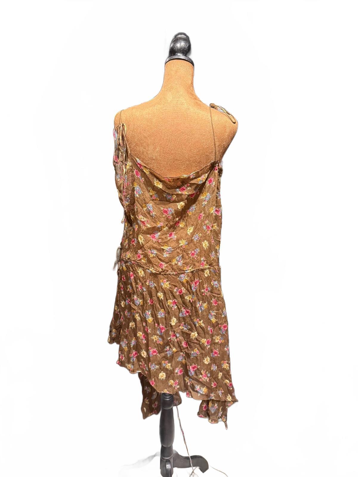 Marni Brown Floral Silk Slip Dress