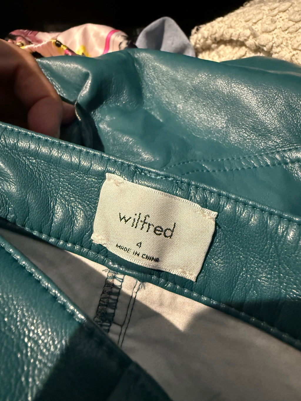 Wilfred Women's Teal Faux Leather Pants