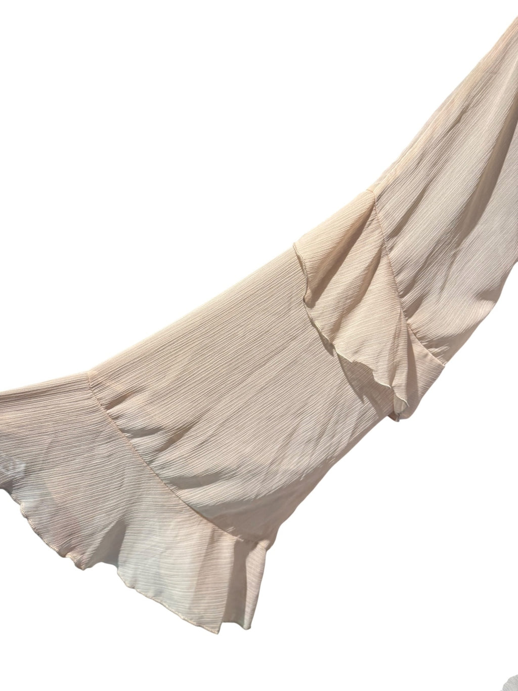 Light Beige Long Sleeve Bohemian Style Dress with Ruffle Details
