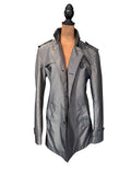 Heilan Home Vintage Gray Short Trench Coat with Quilted Lining