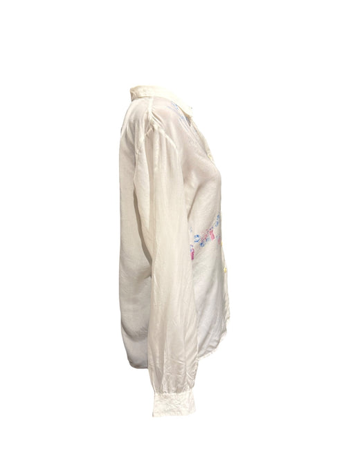 Vintage EBE Creazioni White Button-Up Blouse Made in Italy