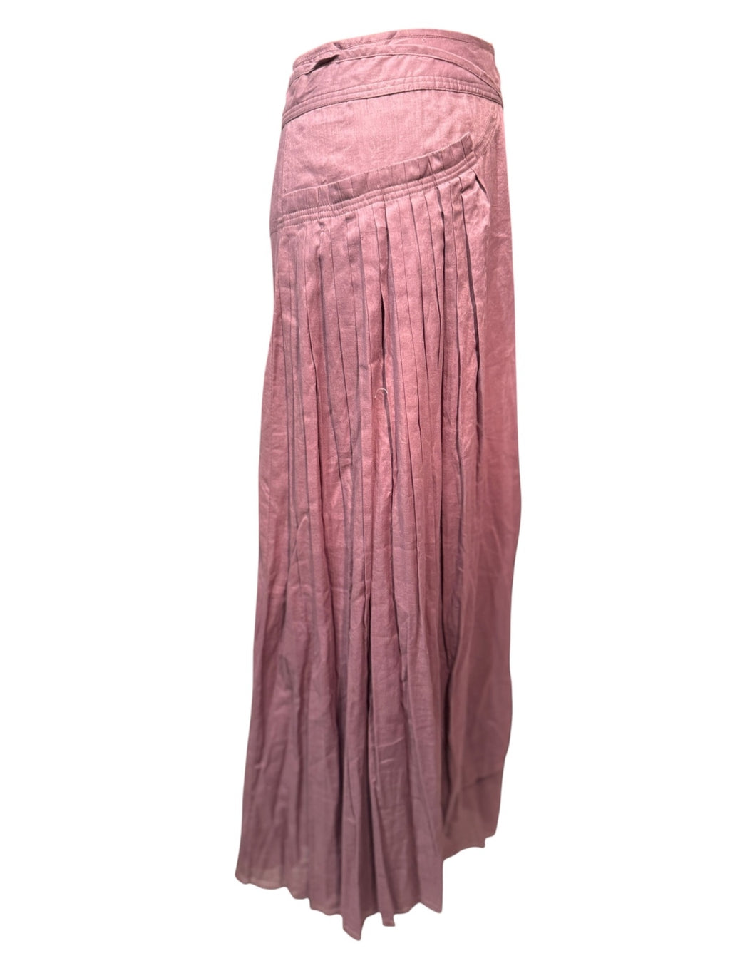 Vintage Mauve Pleated Maxi Skirt with High Waist