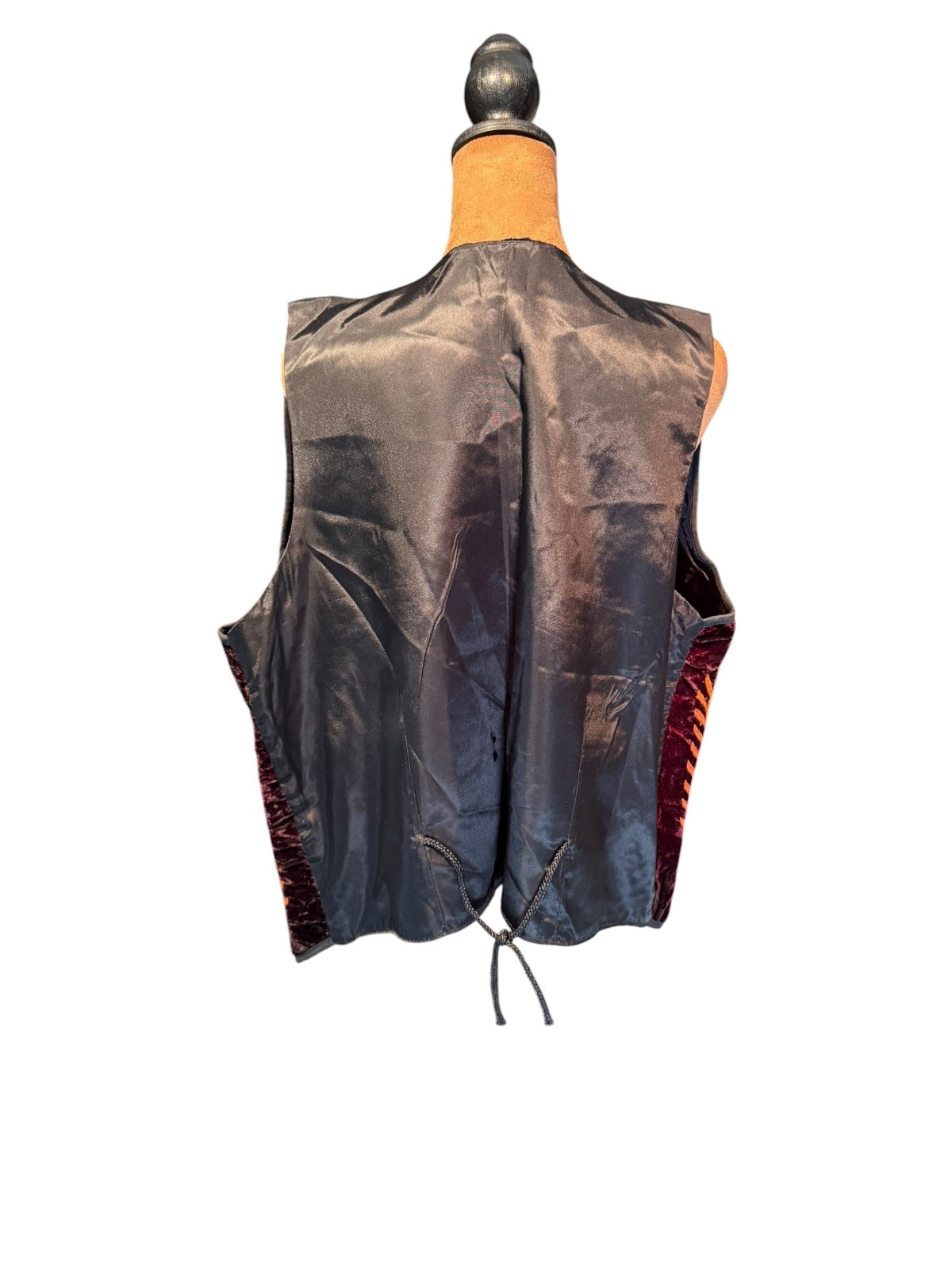 Vintage Embroidered Floral Velvet Vest with Satin Back
