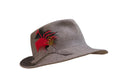 Vintage Glenover Gray Wool Felt Fedora Hat with Red Feather