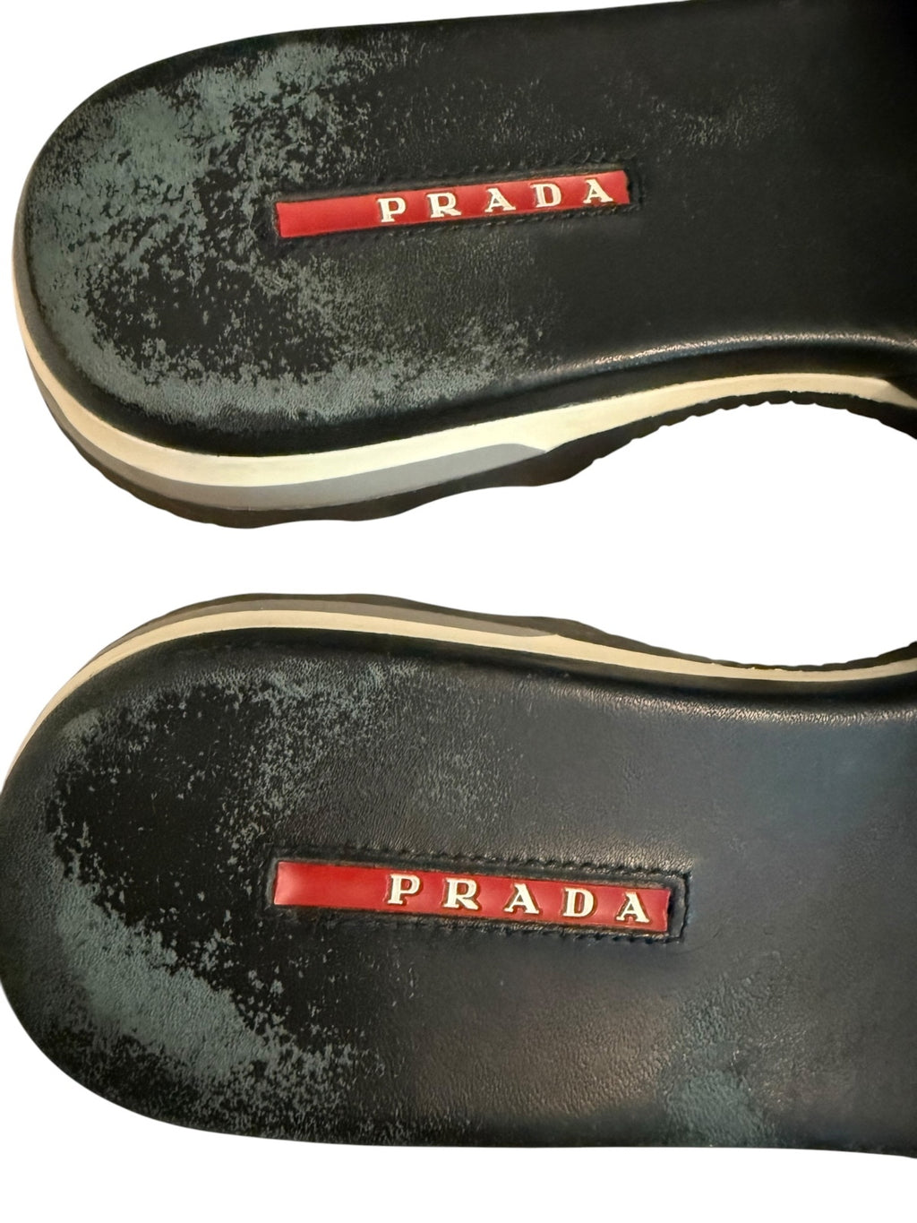 Prada Black Leather Slide Sandals