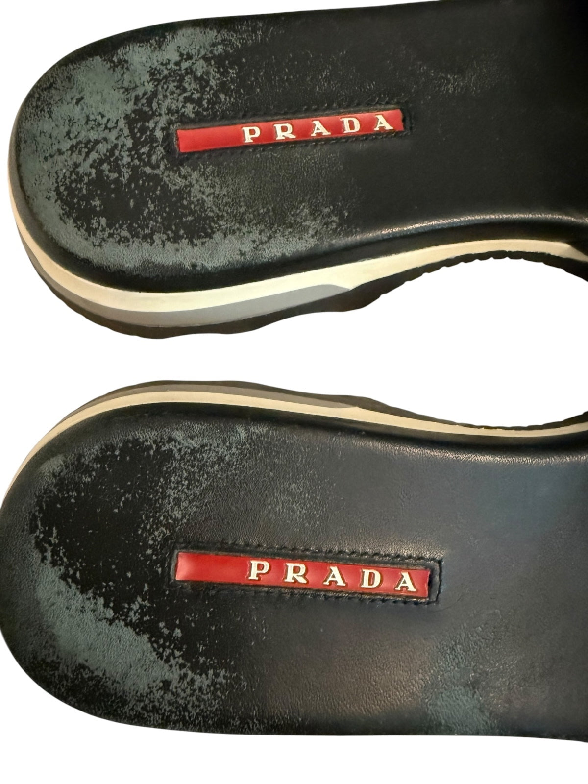 Prada Black Leather Slide Sandals