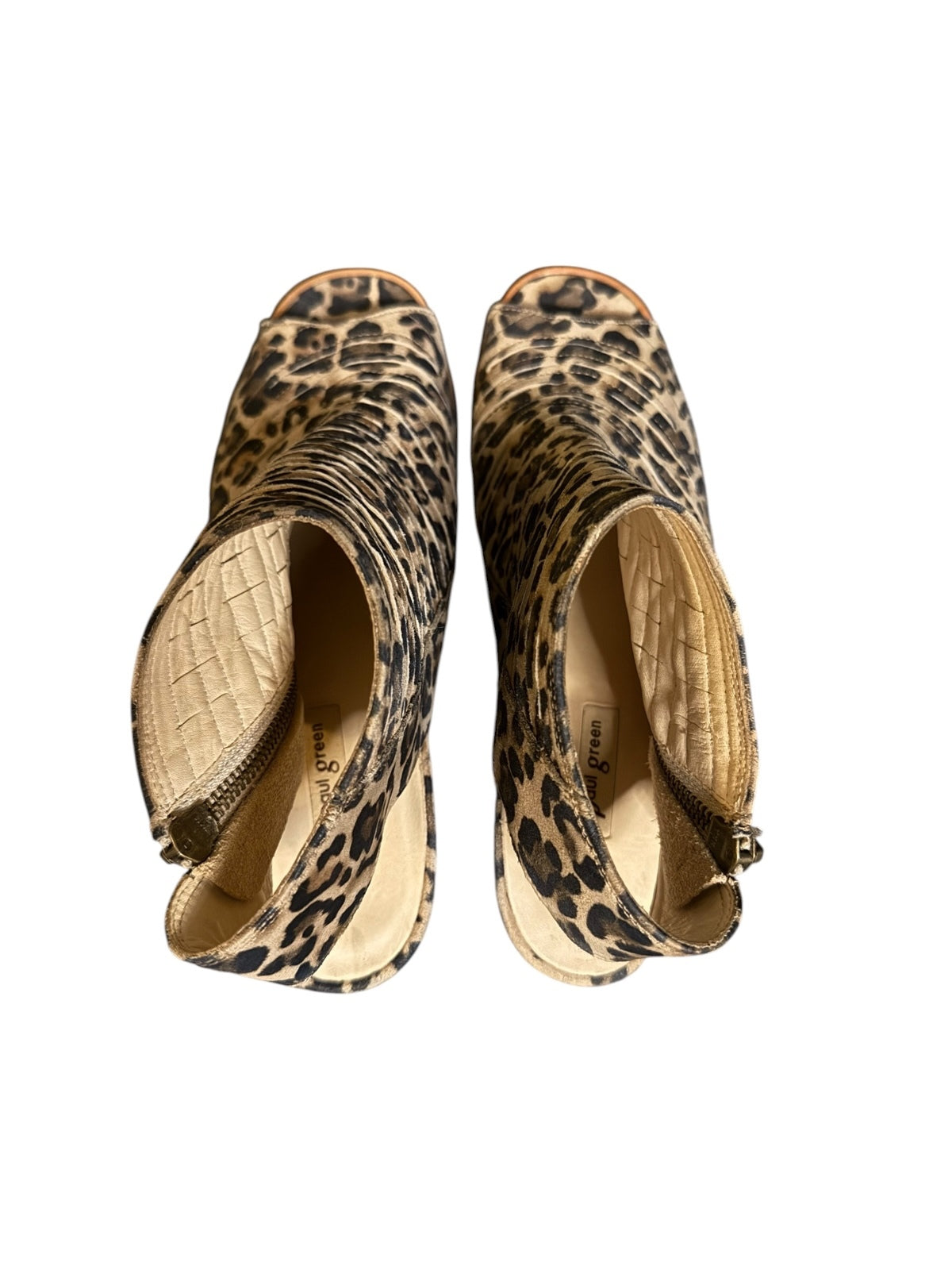 Paul Green Leopard Print Peep Toe Slingback Heeled Booties