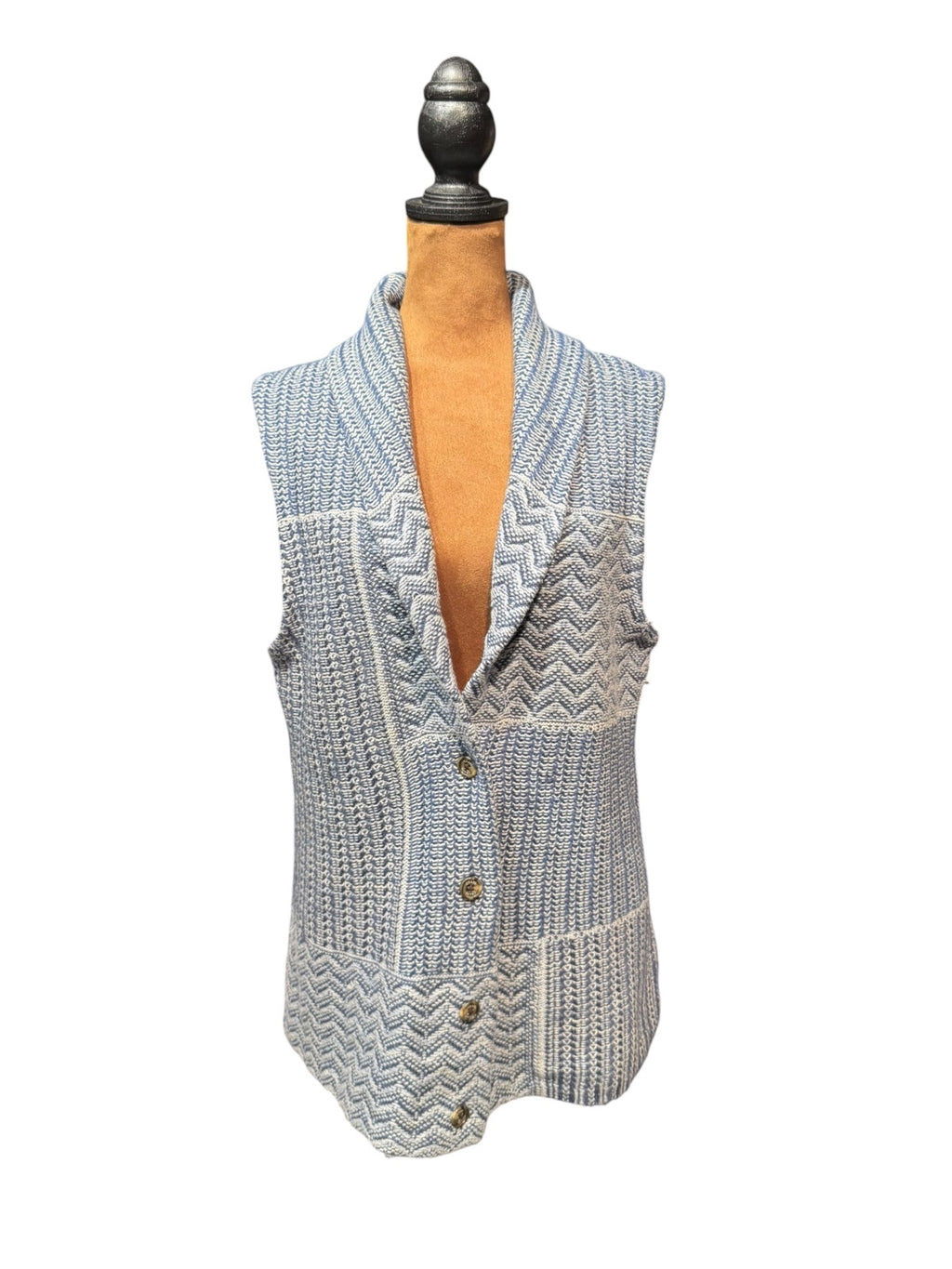 Chaps Blue and White Knit Sweater Vest