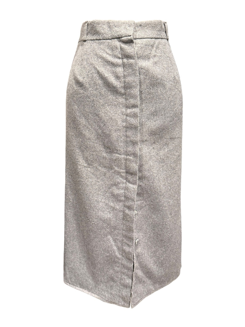 Vintage Wool Midi Skirt with Side Slits and Hidden Buttons