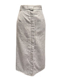 Vintage Wool Midi Skirt with Side Slits and Hidden Buttons