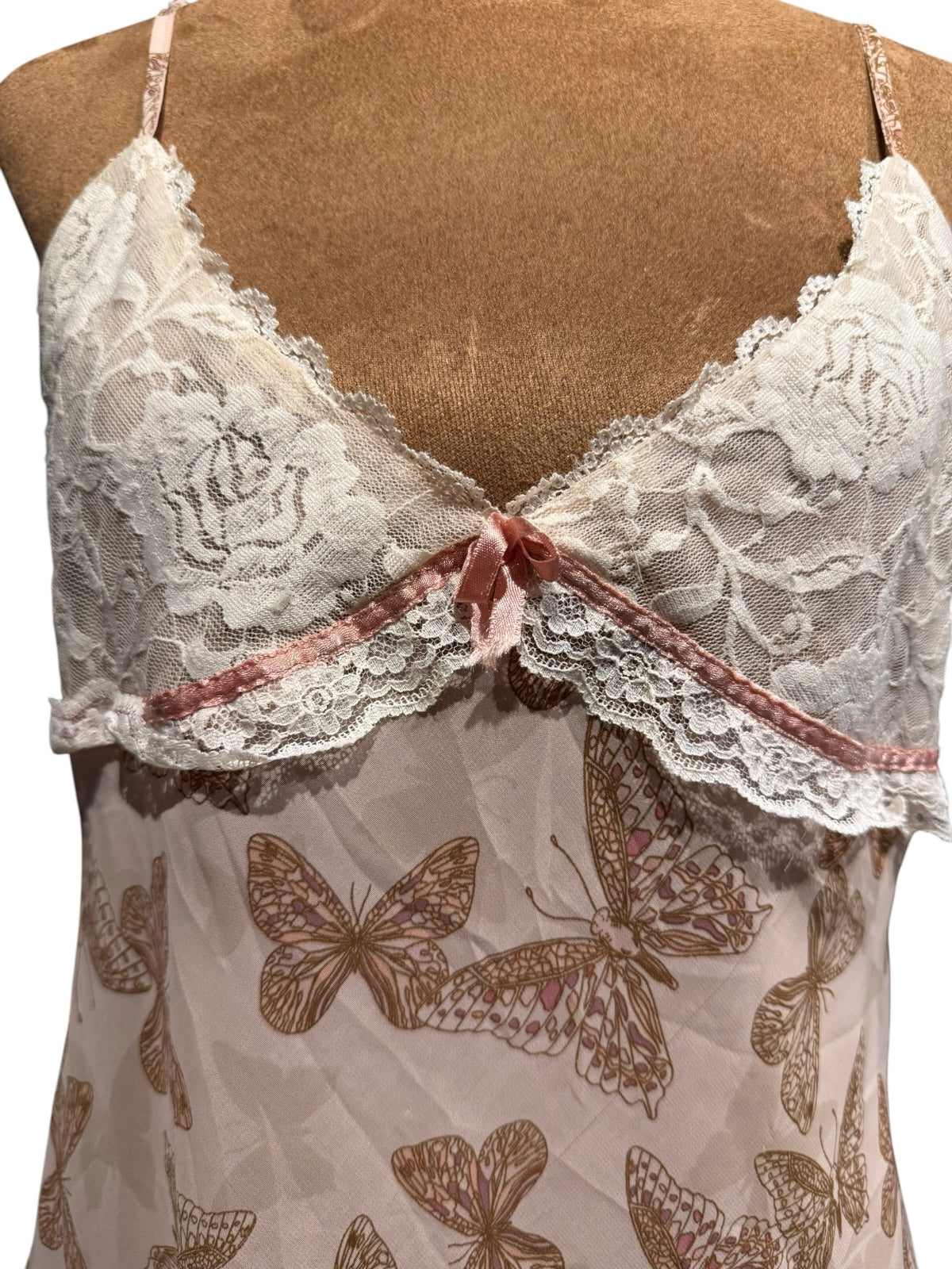 Rampage Large Pink Butterfly Lace Slip Dress Nightie