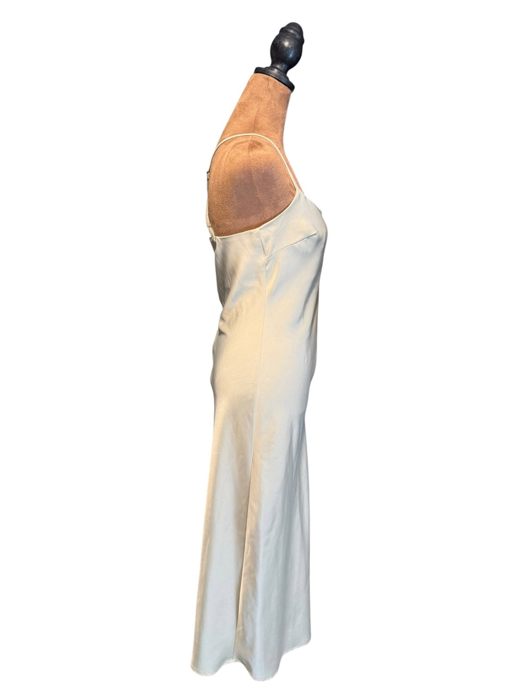 Nasty Gal Collection Cream Satin Slip Dress with Adjustable Straps