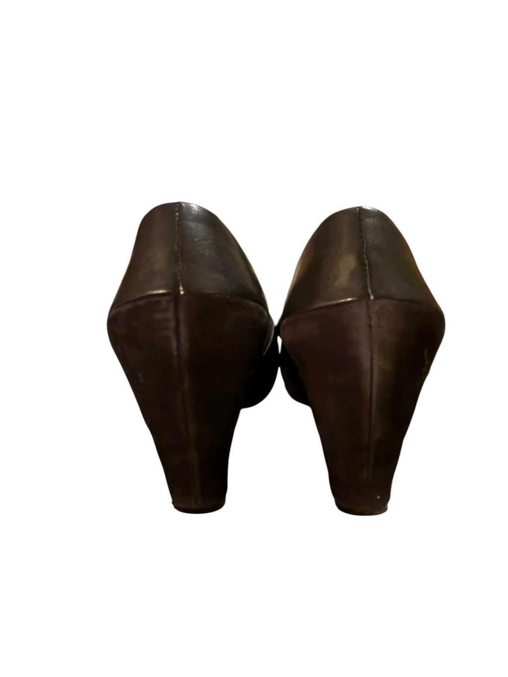 Tsubo Black Leather and Suede Mary Jane Heels