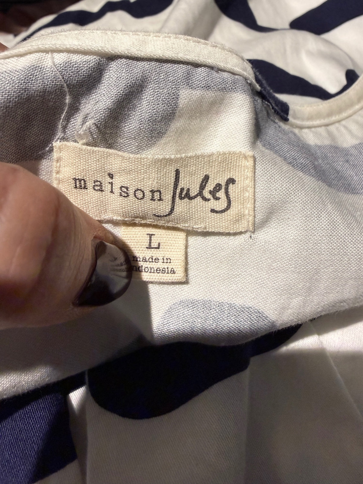 Maison Jules Classic Navy and White Striped Cotton Dress
