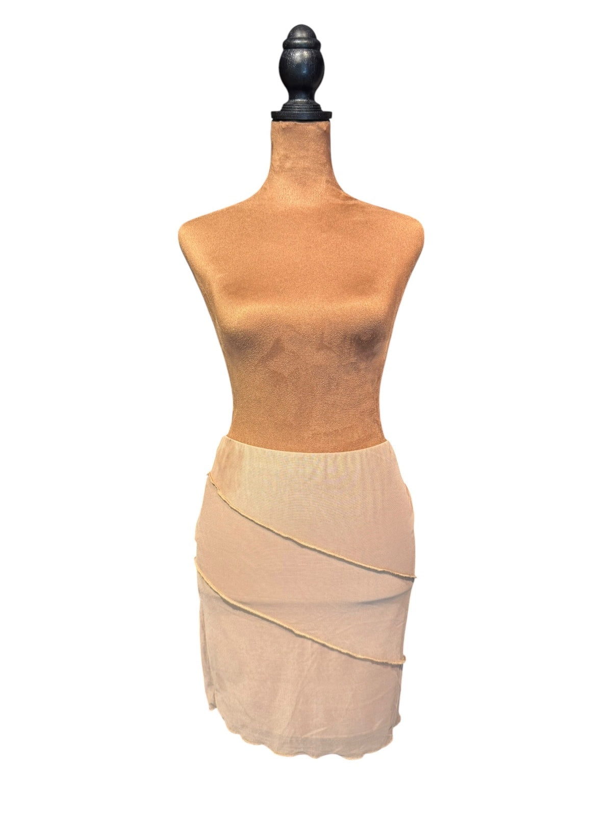 Princess Polly Beige Mesh Mini Skirt with Seam Detail