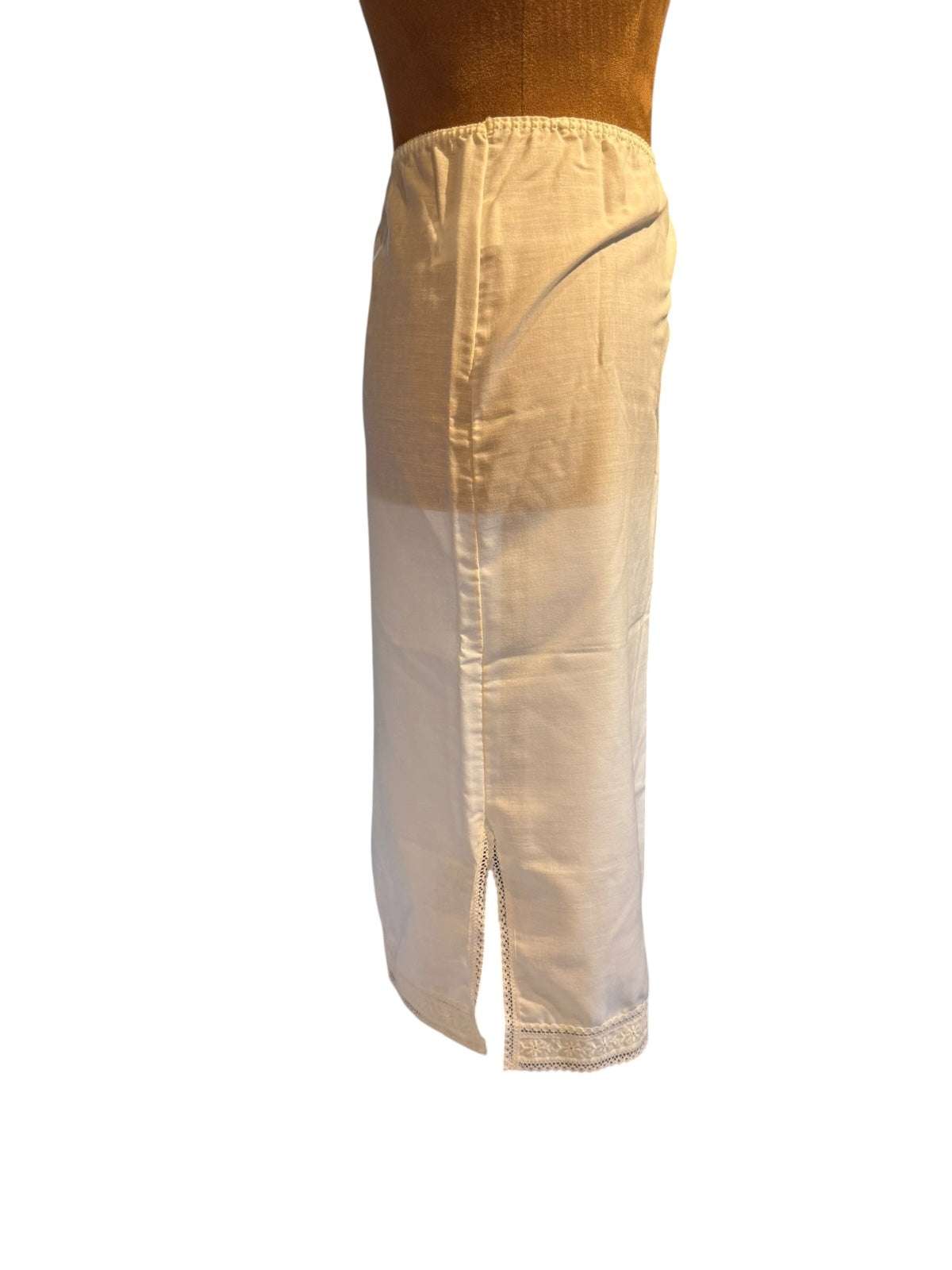 Vintage Sears White Cotton Slip with Lace Trim