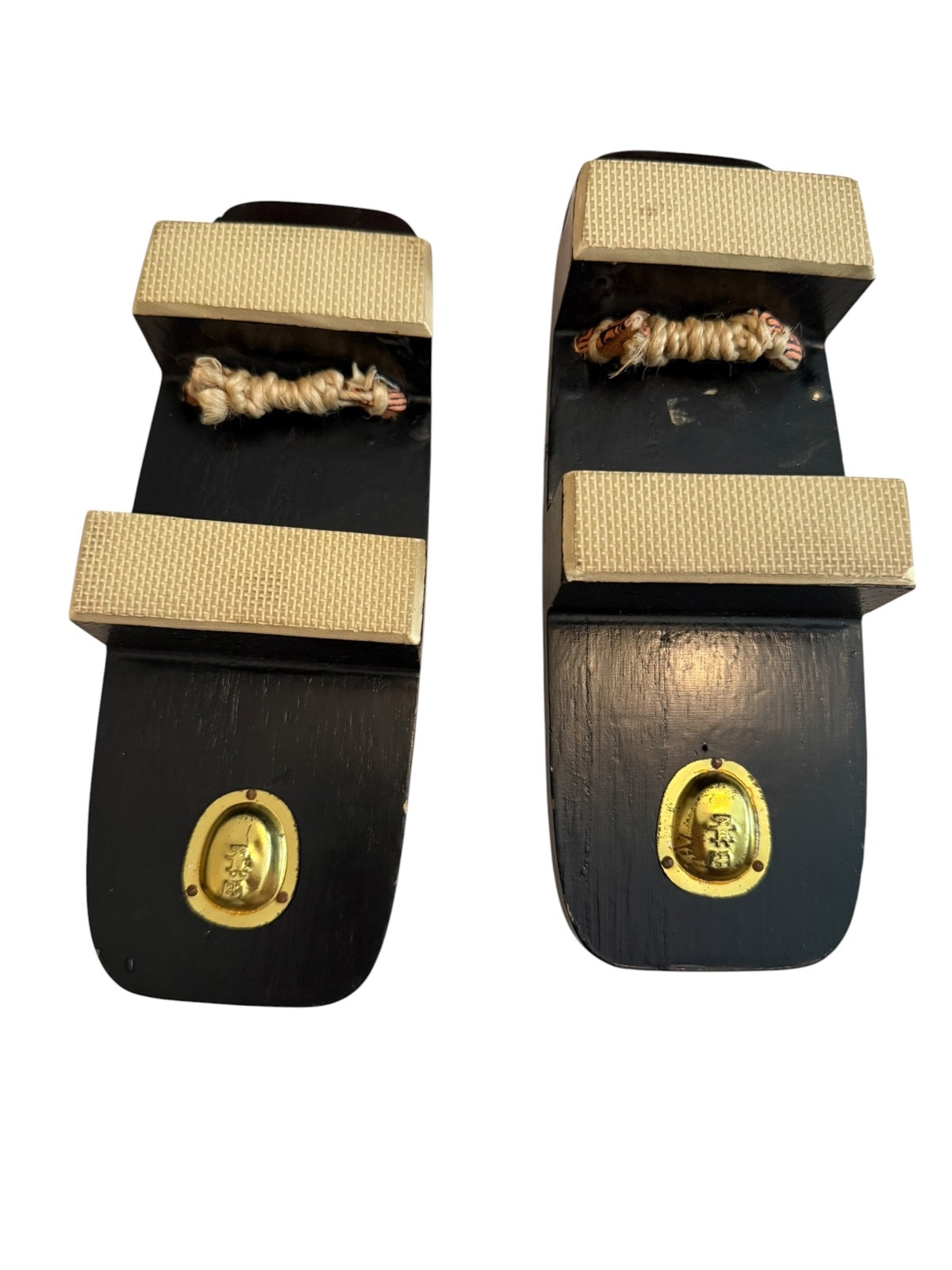 Vintage Japanese Geta Sandals with Traditional Fabric Straps