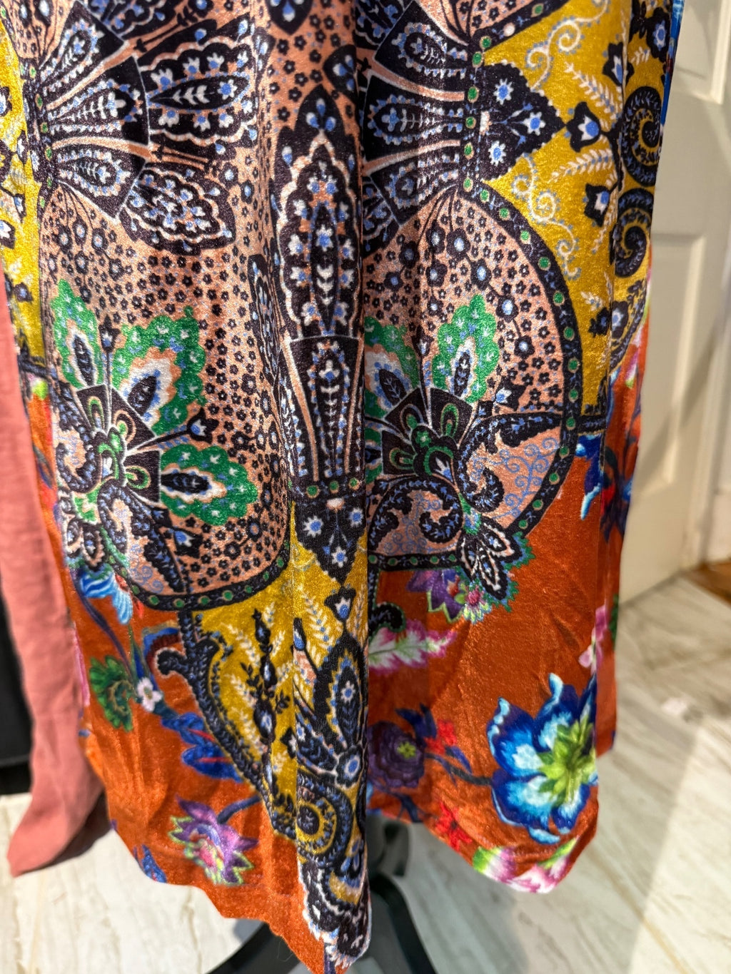 Anthropologie Velvet Floral Paisley Turtleneck Midi Dress