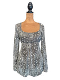 Anxiety Black and White Paisley Print Long Sleeve Top Small