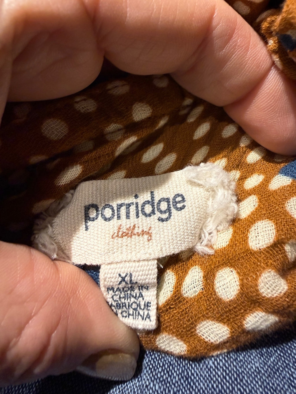 Porridge Clothing Brown Floral Polka Dot Cotton Blouse