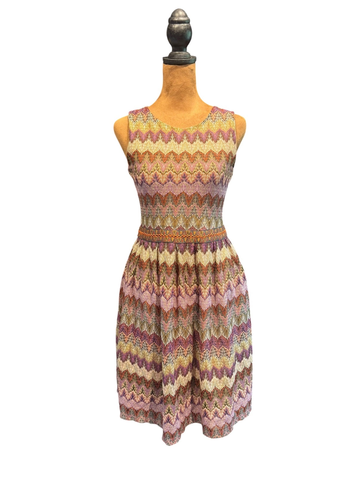 Young Threads Multicolor Zigzag Pattern Sleeveless Dress