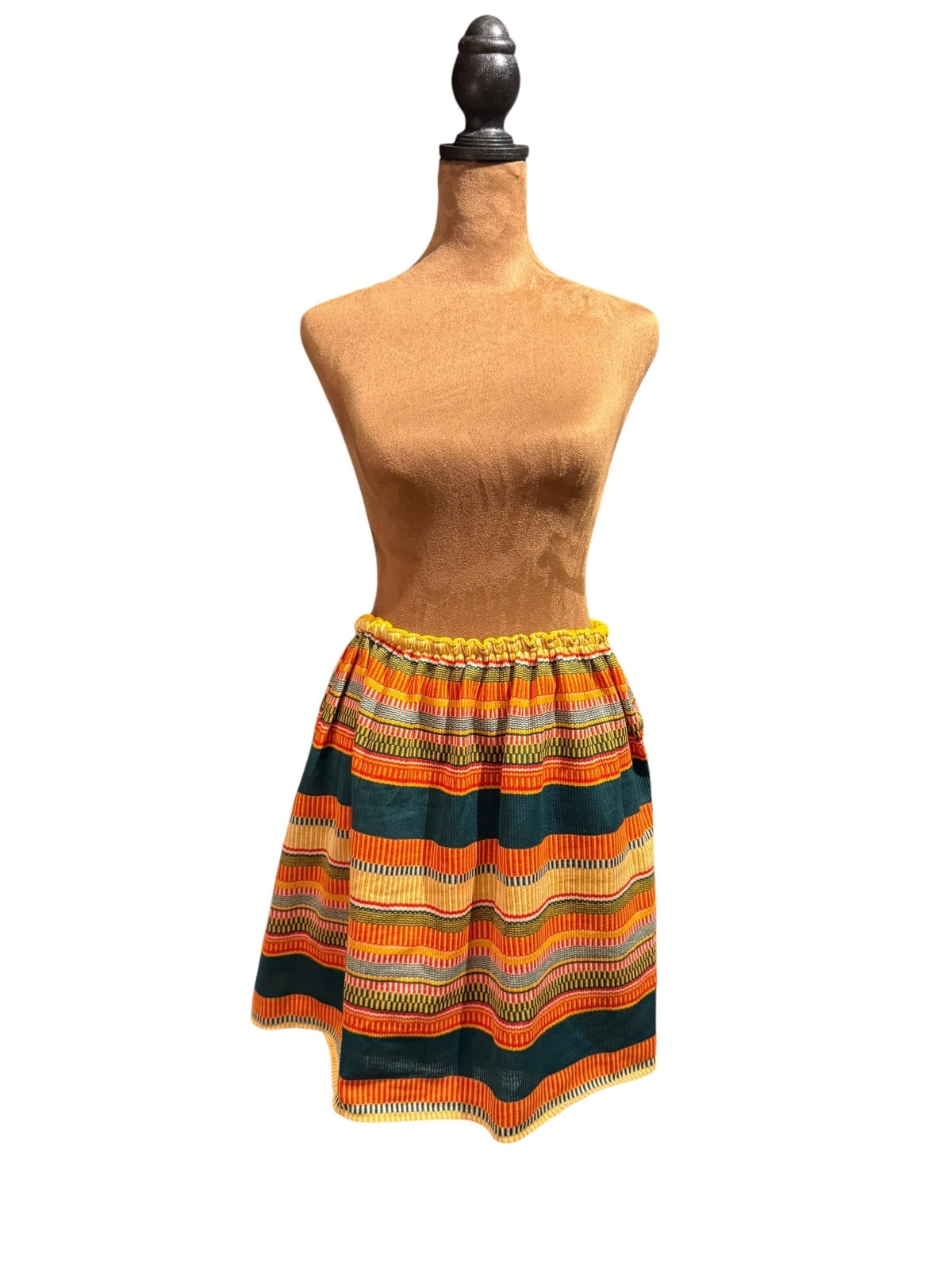 Vintage Multicolor Striped Elastic Waist Skirt