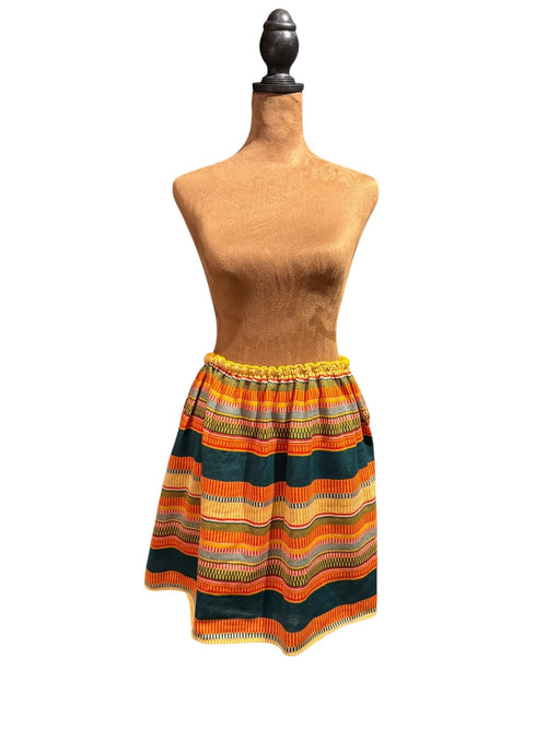 Vintage Multicolor Striped Elastic Waist Skirt