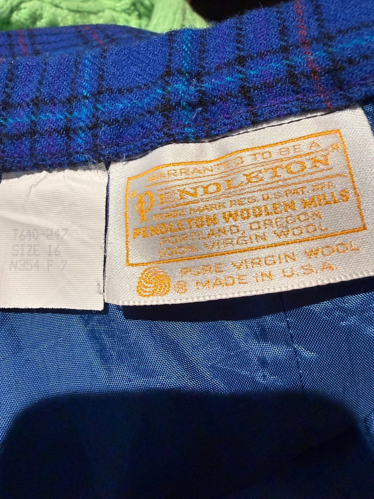 Pendleton Blue Plaid Virgin Wool Pencil Skirt