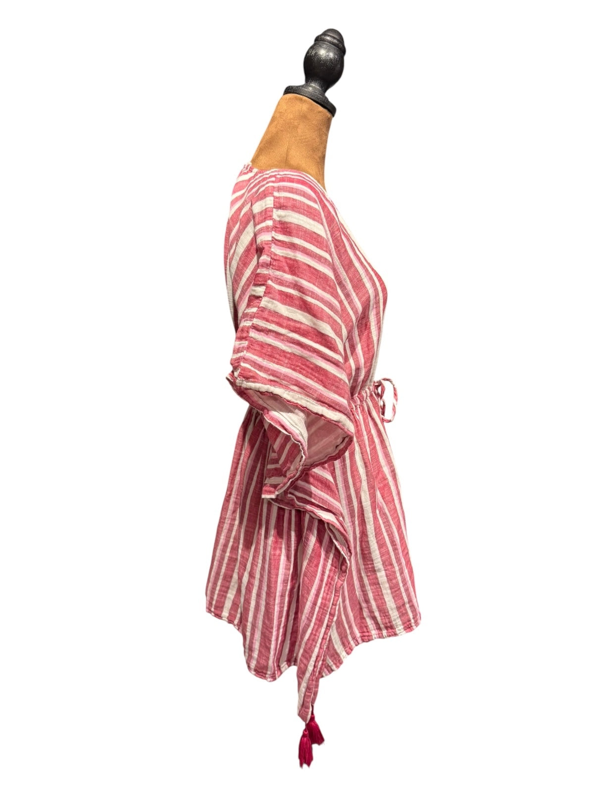 Life is Good Pink and White Striped V-Neck Tunic