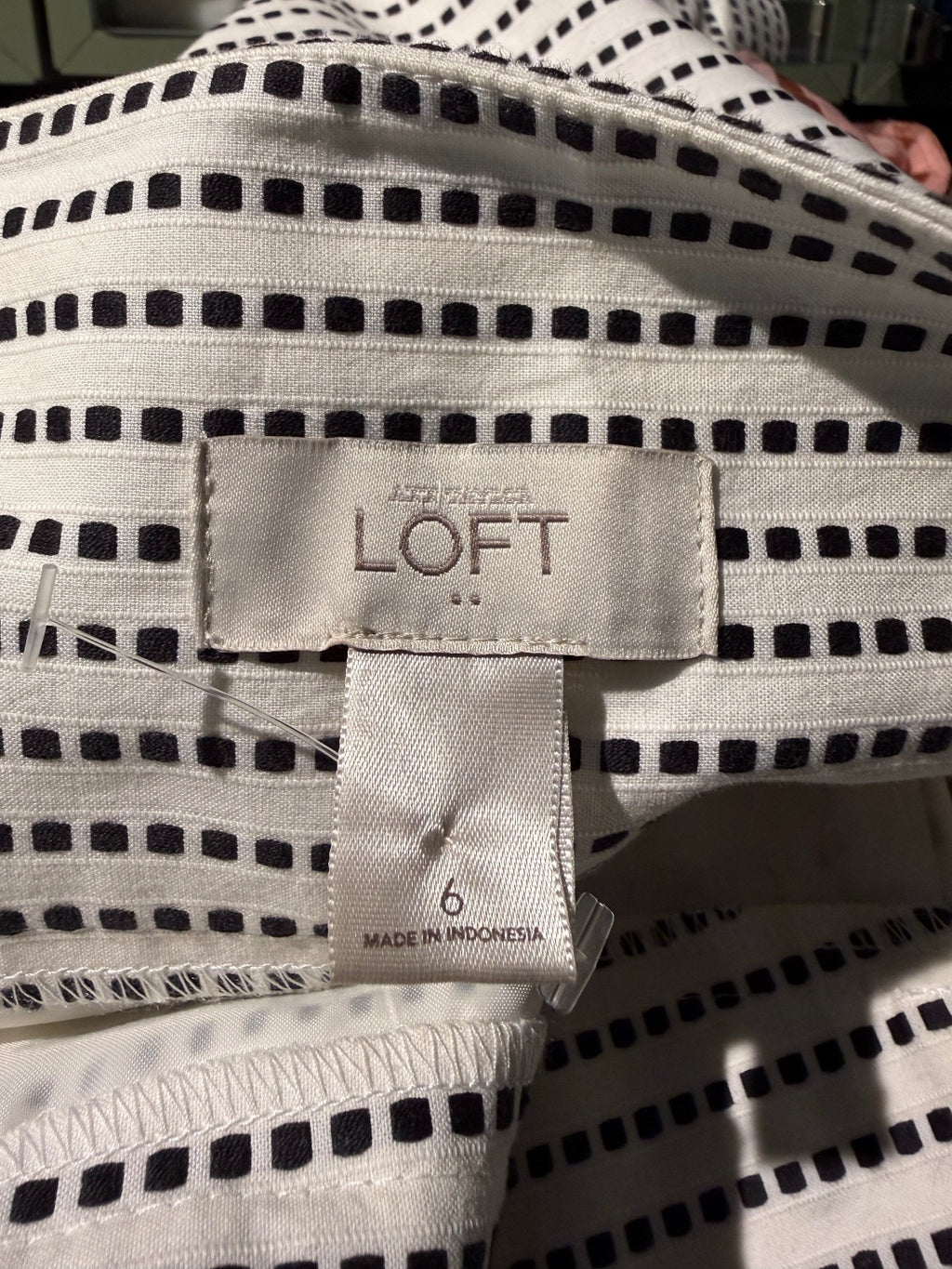 LOFT Women's Black and White Polka Dot Skirt with Bow Tie