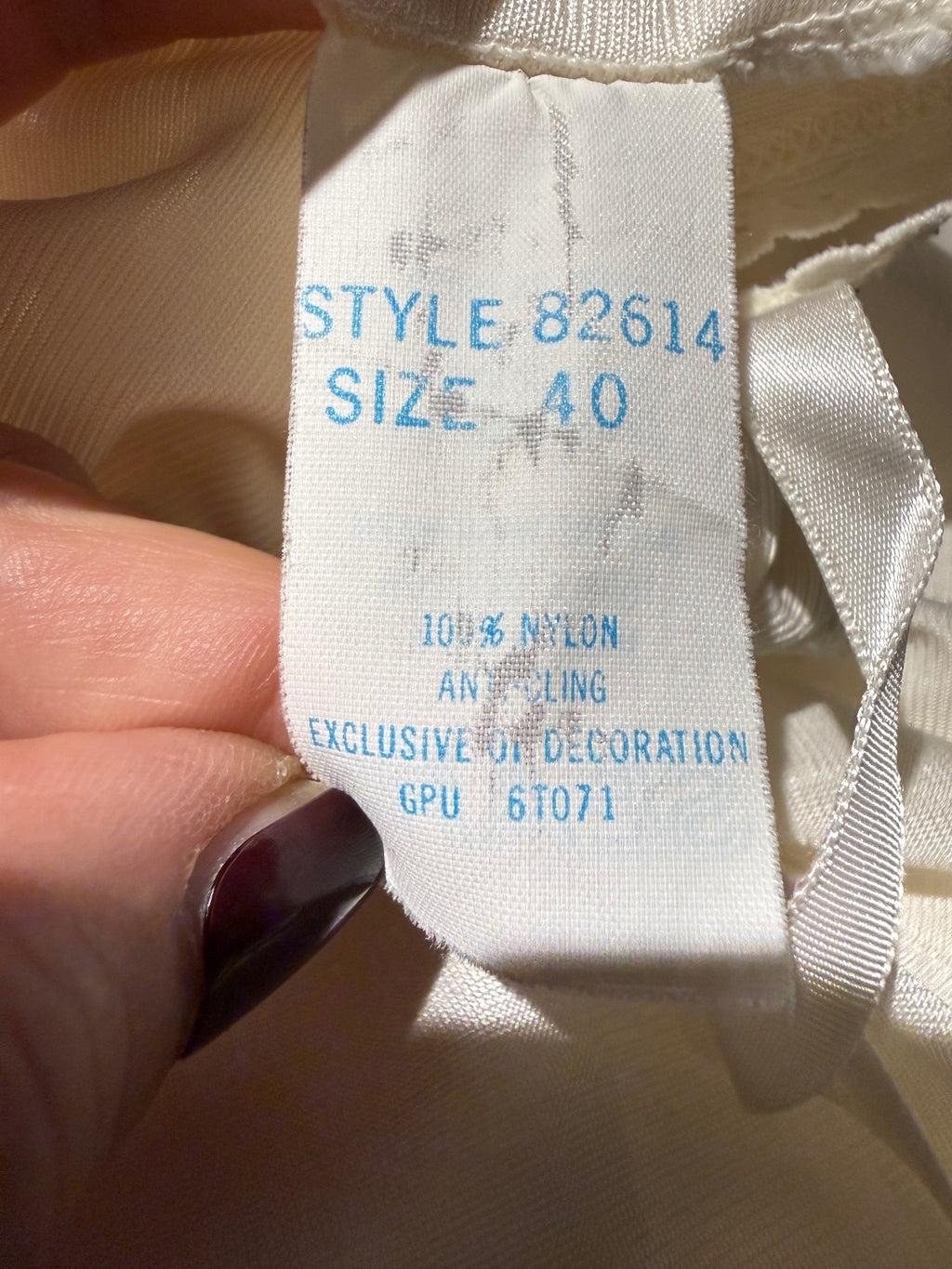 Vintage Sears Ivory Nylon Slip Dress with Lace Trim
