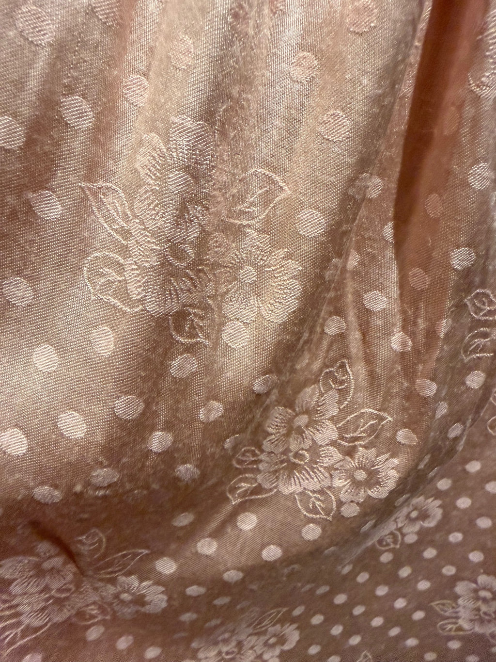 Vintage Pink Floral and Polka Dot Midi Skirt