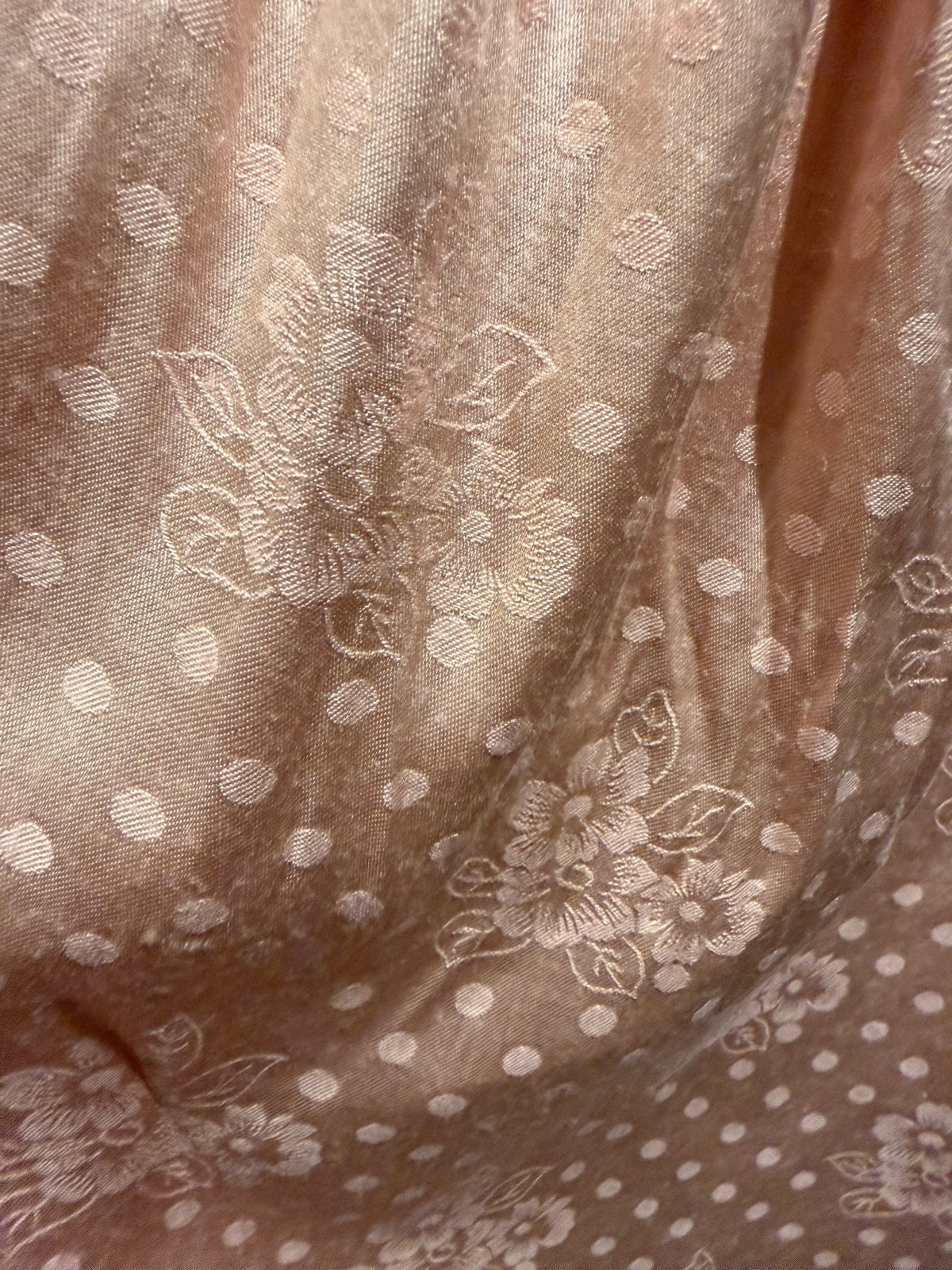 Vintage Pink Floral and Polka Dot Midi Skirt