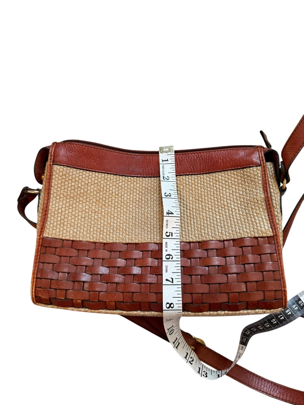 Etienne Aigner Woven Straw and Leather Crossbody Bag