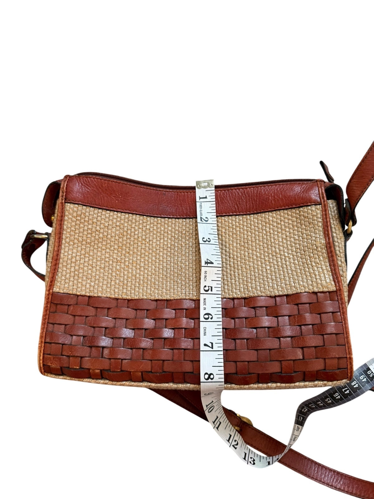 Etienne Aigner Woven Straw and Leather Crossbody Bag