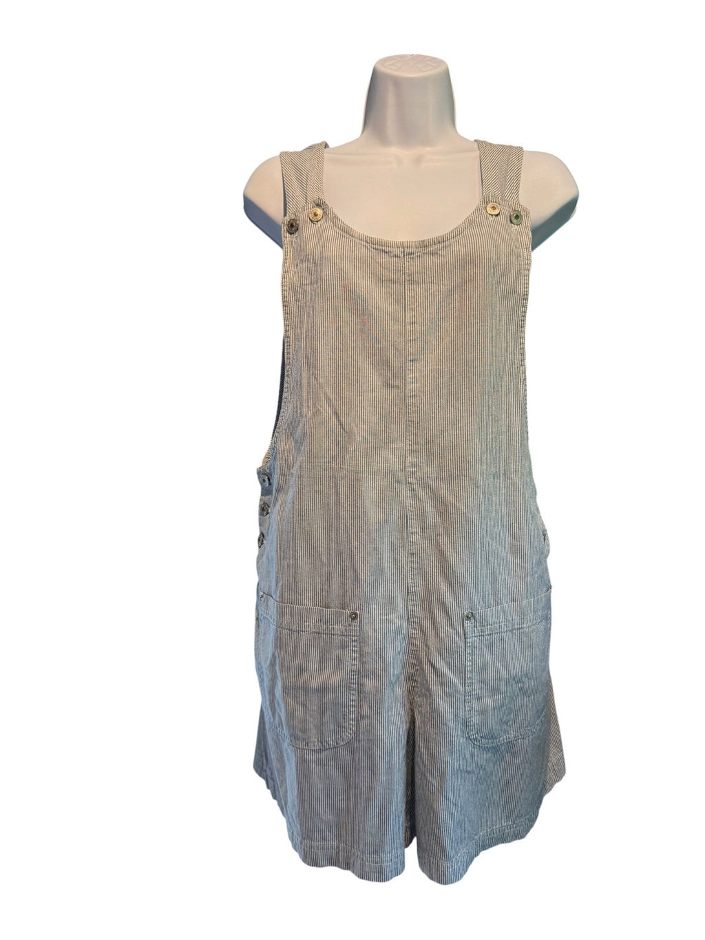 Marsh Landing Striped Cotton Overall Shorts