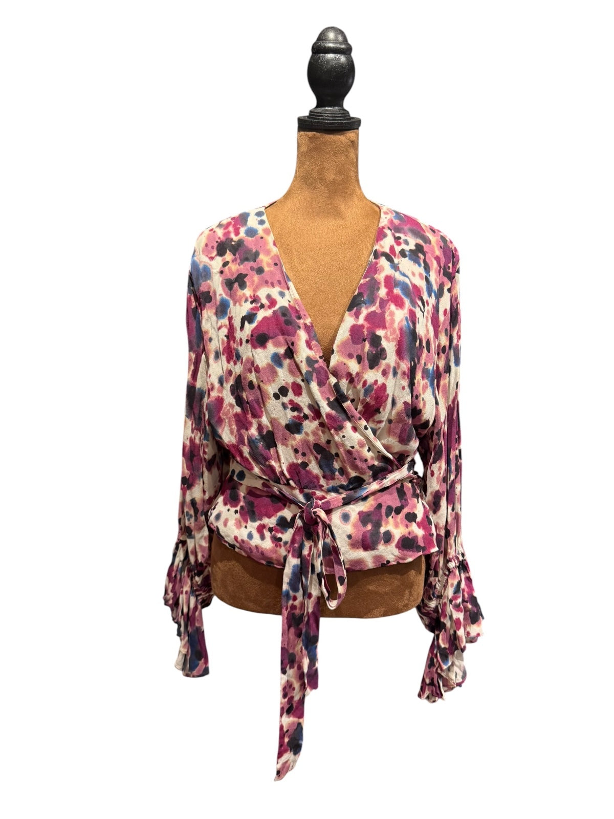 & Other Stories Los Angeles Atelier Floral Wrap Blouse with Bell Sleeves