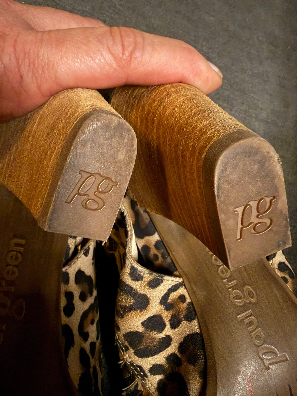 Paul Green Leopard Print Peep Toe Slingback Heeled Booties