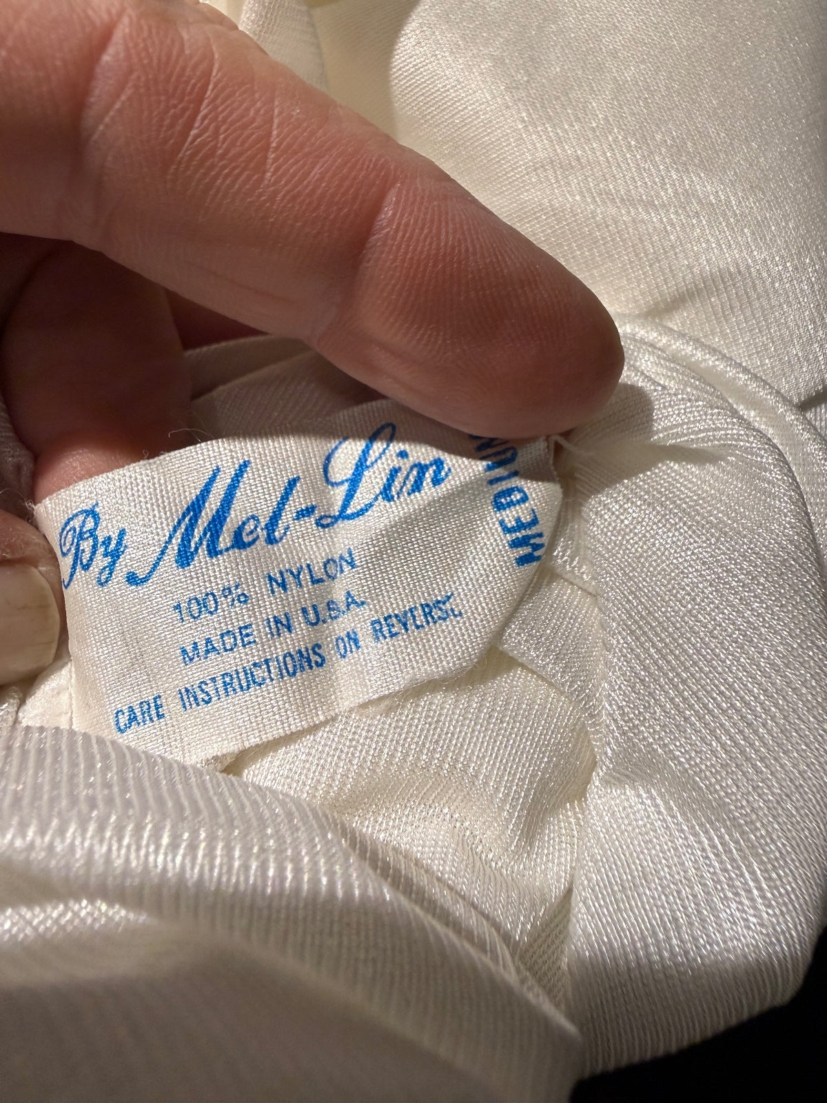 Vintage Mel-Lin White Nylon Half Slip with Lace Trim