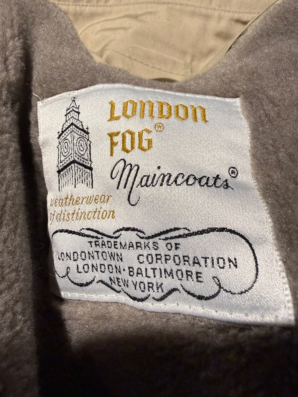 Vintage London Fog Beige Hooded Trench Coat with Fleece Liner