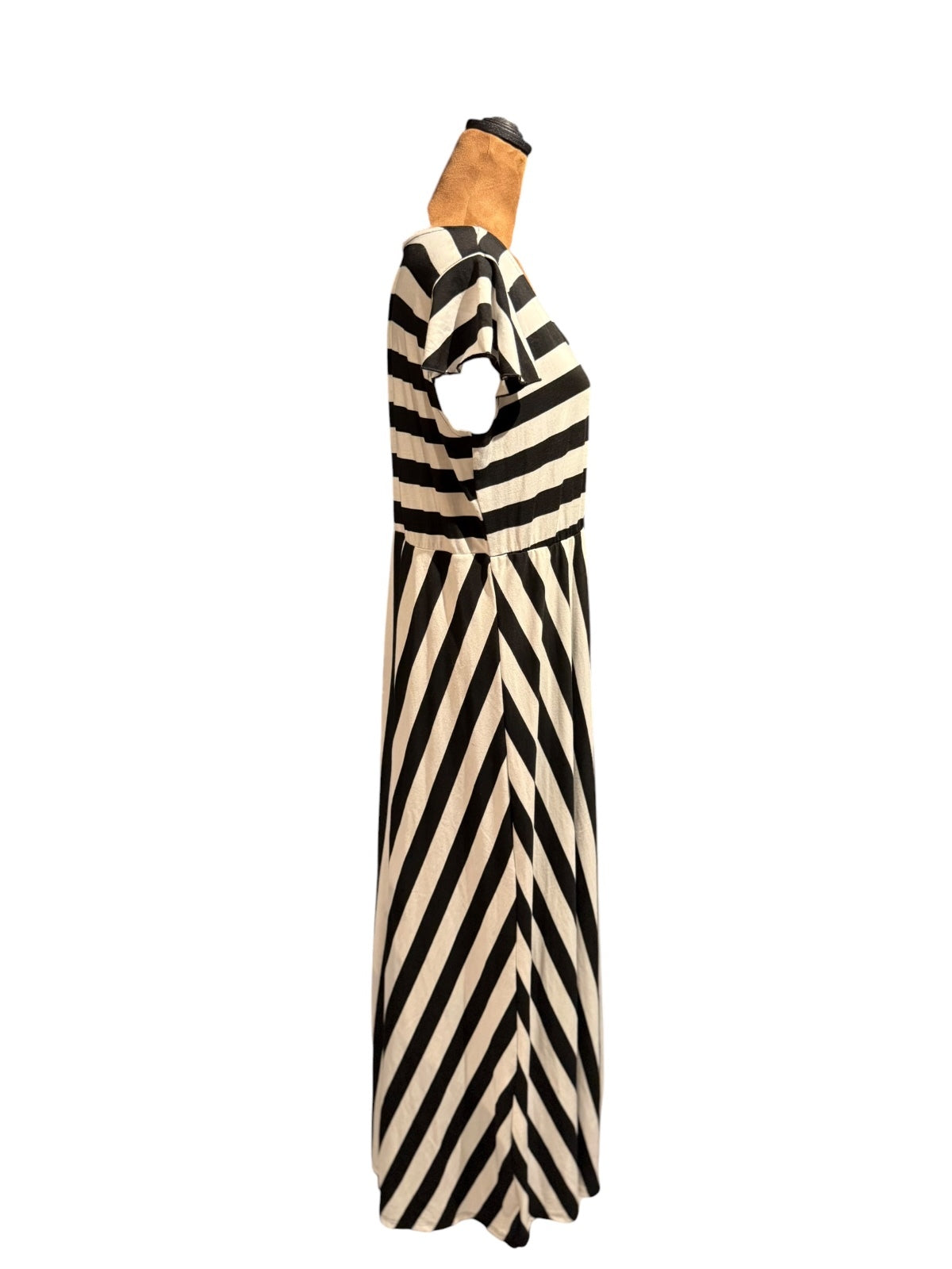J Mode USA Black and White Striped Maxi Dress